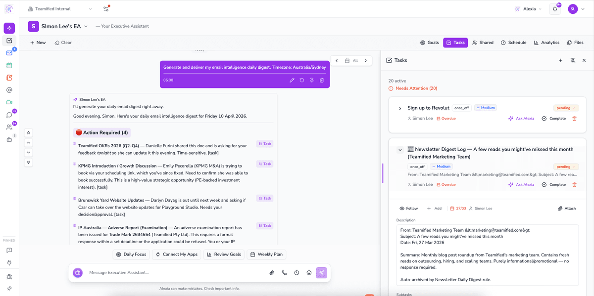 Executive Assistant task management